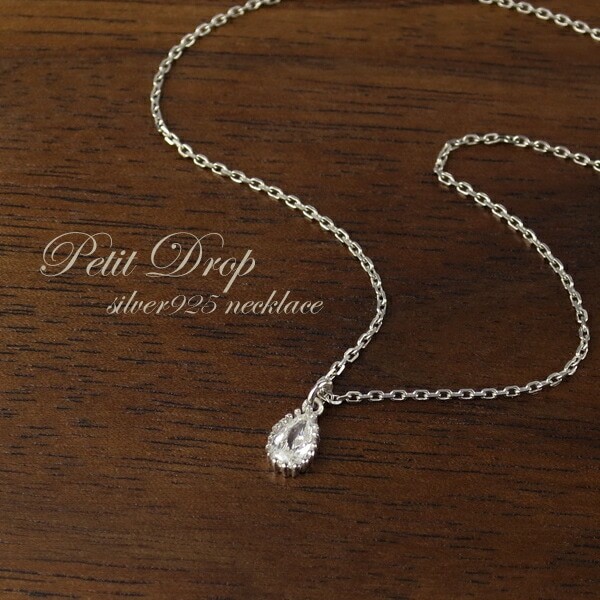 Petite Teardrop Silver 925 CZ Necklace