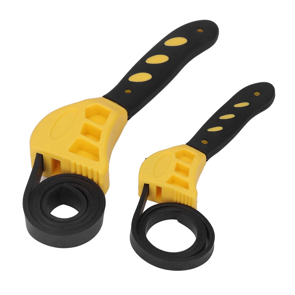 2 Pcs Adjustable Rubber Strap Wrench For Car Maintenance Excellent Yellow