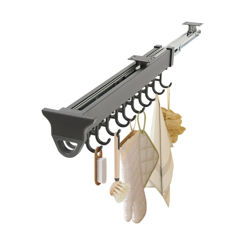 Pull Out Wall Storage Rack w/ 20 Hooks kitchen Laundry Closet Hanging Organizer