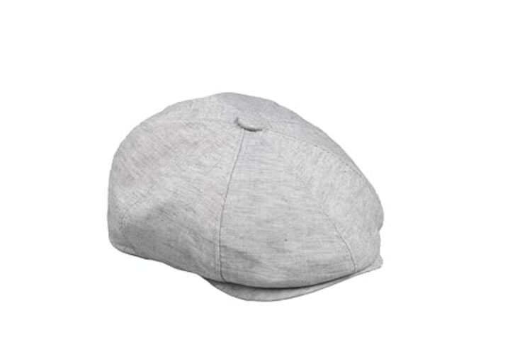 8 Panel Newsboy Cap – Linen Blend with 100% Cotton Lining Medium Light Gray