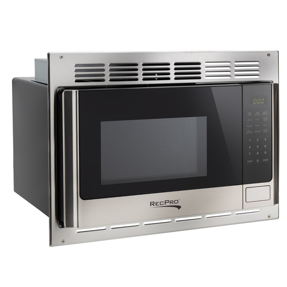 RecPro RV Microwave Stainless Steel 1.0 Cu. Ft. Includes Trim Package