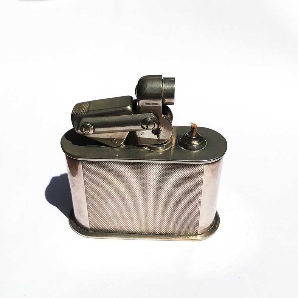Karl Weiden Table Lighter Great working Condition, Engine Turned Silver