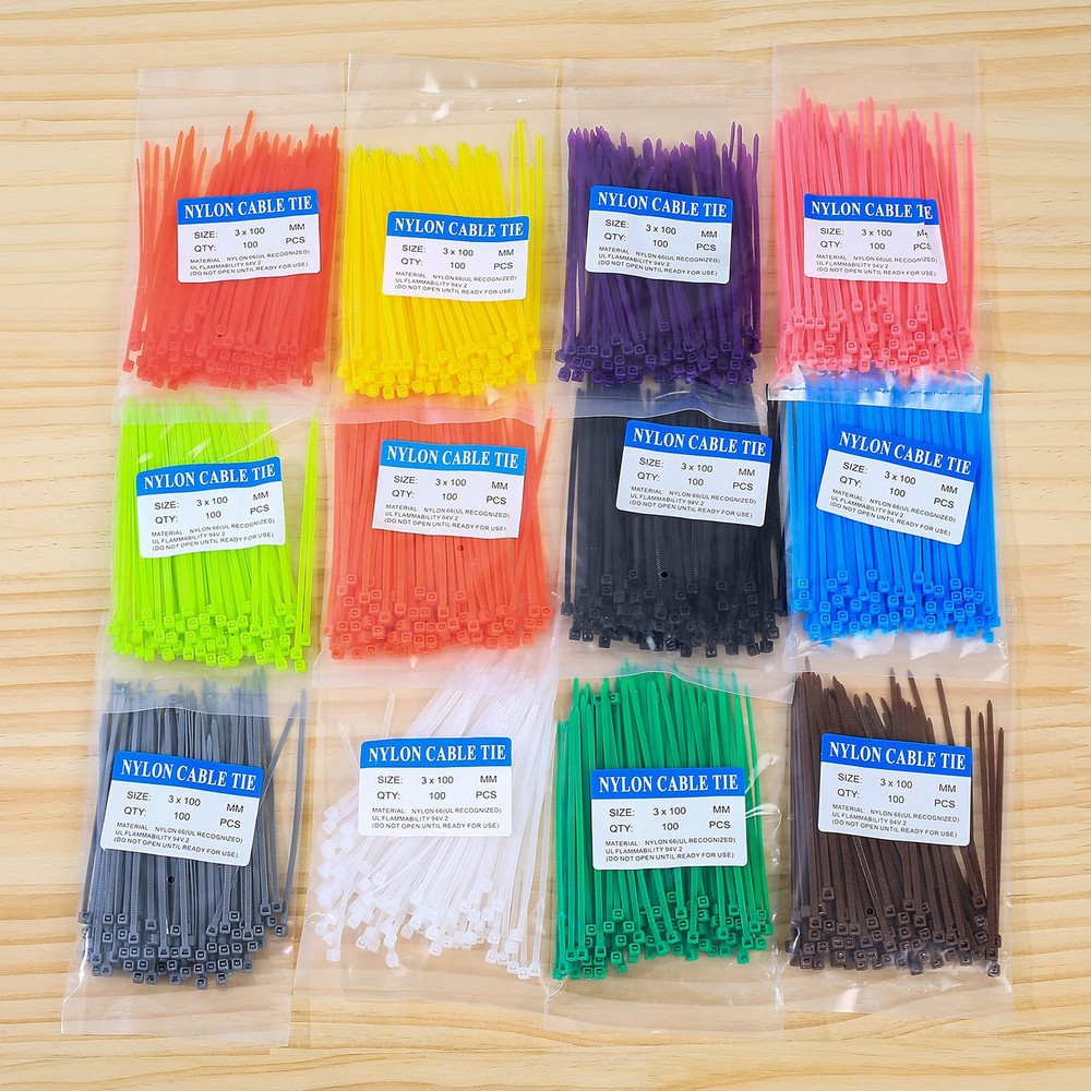 Multicolor Nylon Zip Ties Self Locking Cable Ties Pack