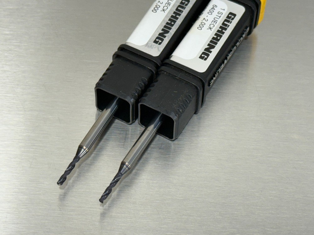 (2) Guhring 2.0mm Solid Carbide Drill 4xD 6400 Micro Exclusive