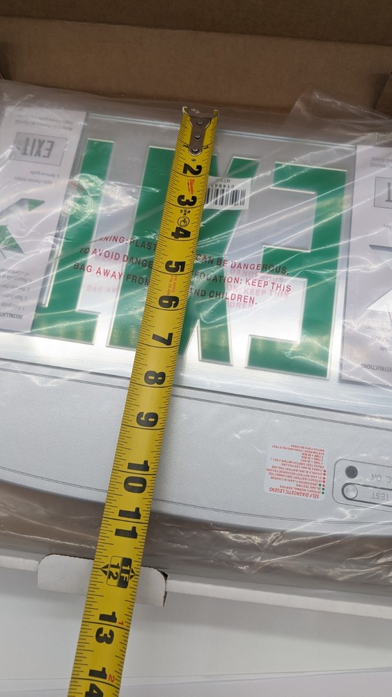 CREE Lighting C-LITE C-EE-A-EX-ELDF-GRN-BB-ST 13" LED Lighted Exit Sign - Clear