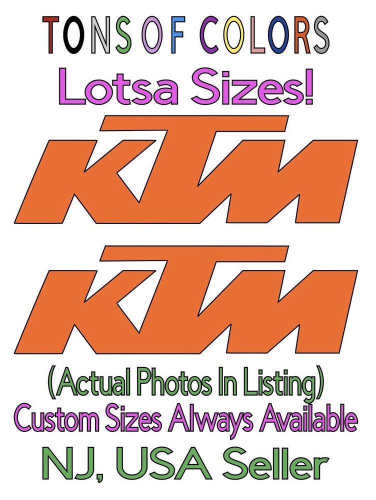 TWO KTM Die Cut Vinyl Decals NOT For Plastic Tanks