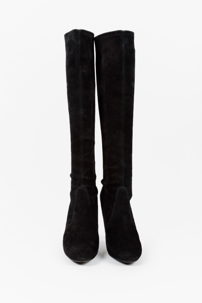 Stuart Weitzman Knee-High Black Suede Boots, Size 37