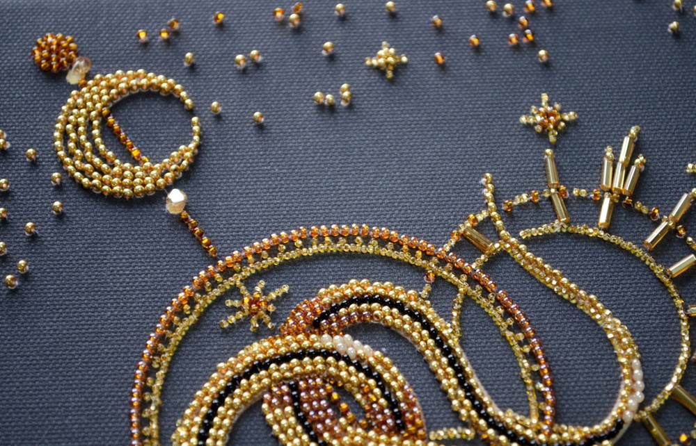Bead Embroidery Kit "Golden talisman" Stitching Handmade Beadwork