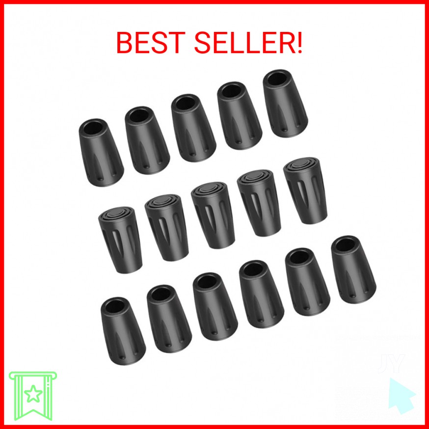 Walking Stick Rubber Tips 16 Pack Hiking Trekking Pole Tips Replacement Caps End
