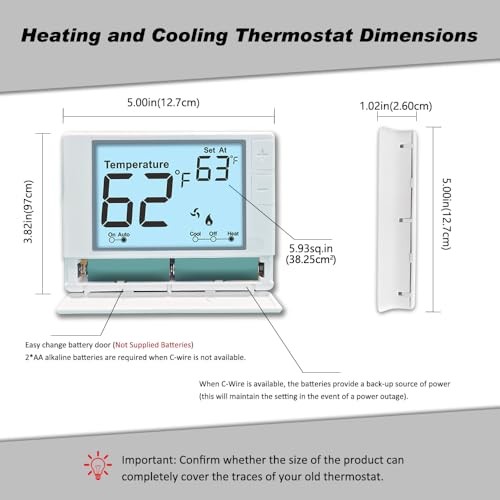 Non-Programmable Thermostat for Conventional Single-Stage Systems, 1 White