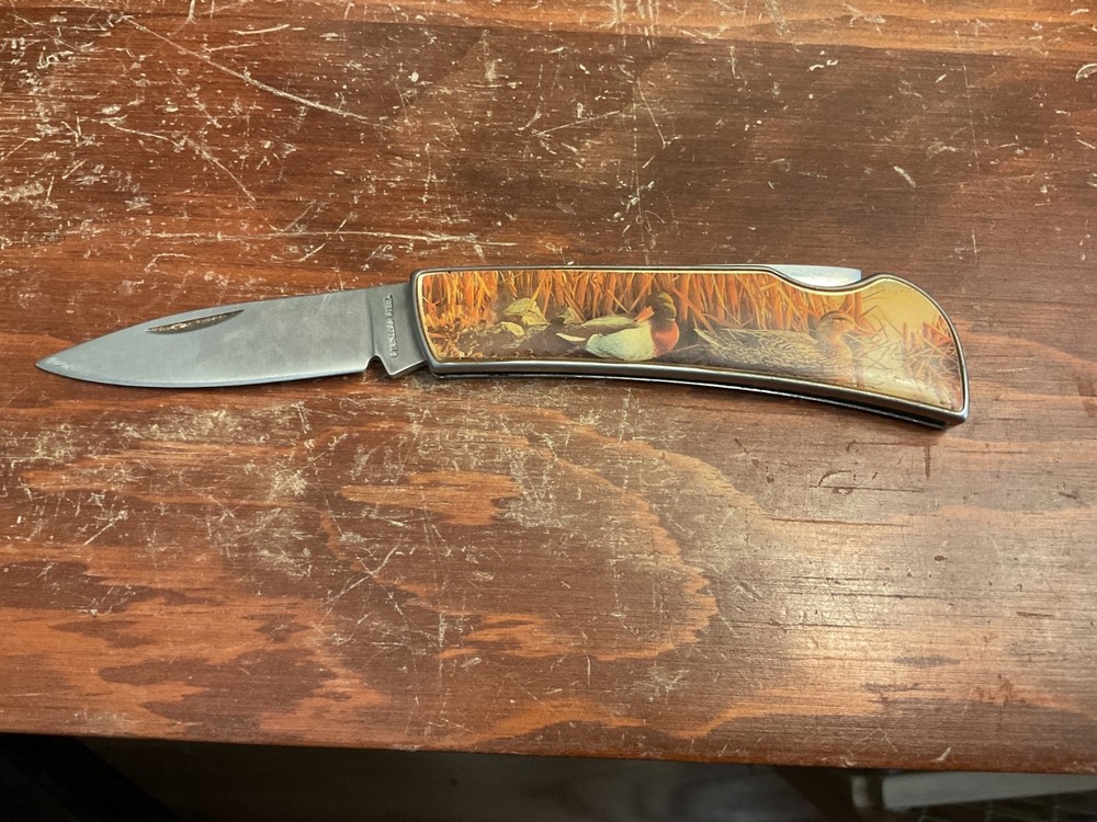 Ducks In Pond Folding Pocket Knife 2.5” Long Pre Owned