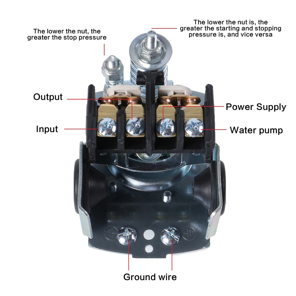 30-50PSI Adjustable Well/Water Pump Pressure Control Switch Double Spring Pole