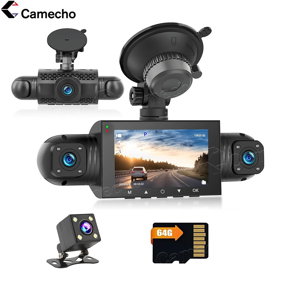 360 Degree View 4 Channel Dash Cam Front and Rear Inside Left Right, Dash Camera