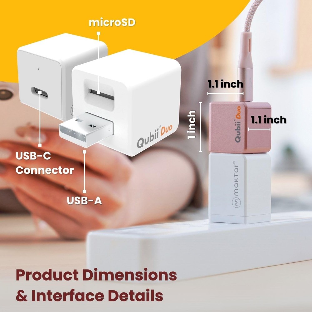 MAKTAR MFi-Certified USB-A (sans Carte MicroSD), White without microSD