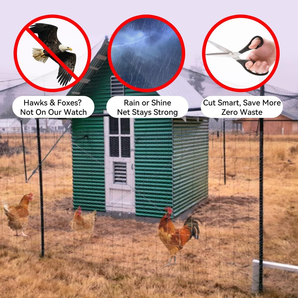 Bird & Poultry Netting 10x10ft 1/2in UV Mesh Blocks Squirrels & Hawks
