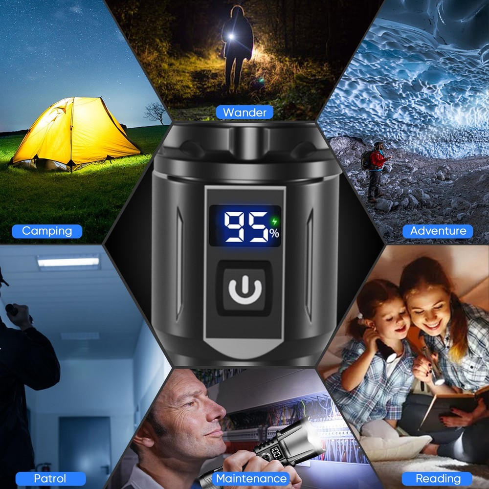 2PCS 90000 Lumen LED Flashlight Rechargeable Super Bright Tactical Flashlights