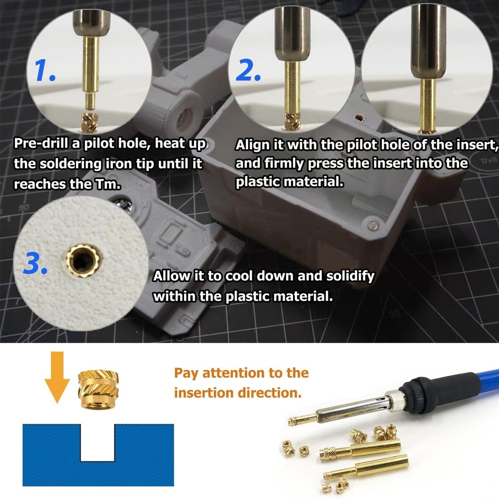 High-Quality 130 Pcs Brass Threaded Inserts M3x4x5 Kit - Ideal for Prototyping