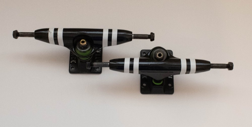 Attack Skateboard Trucks - 8.75" - Black with White Stripes - New