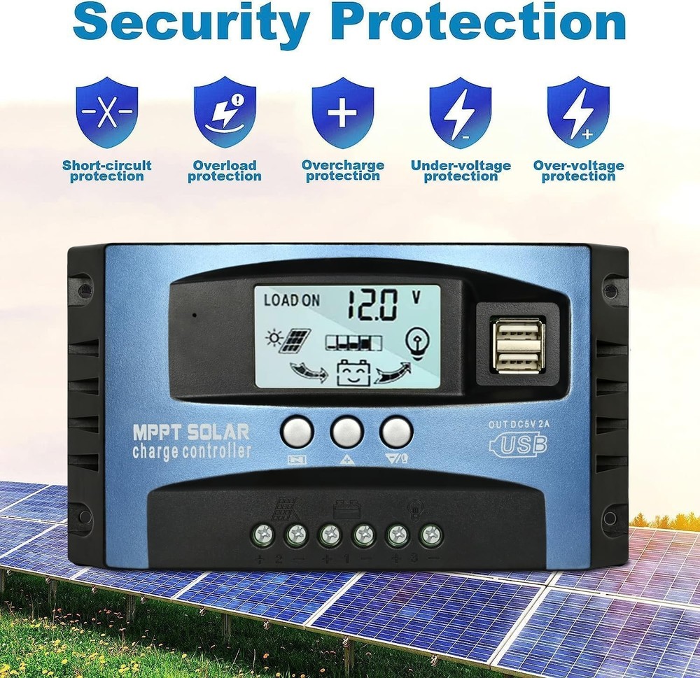 Efficient 30A MPPT Solar Charge Controller - LCD Display & High Compatibility