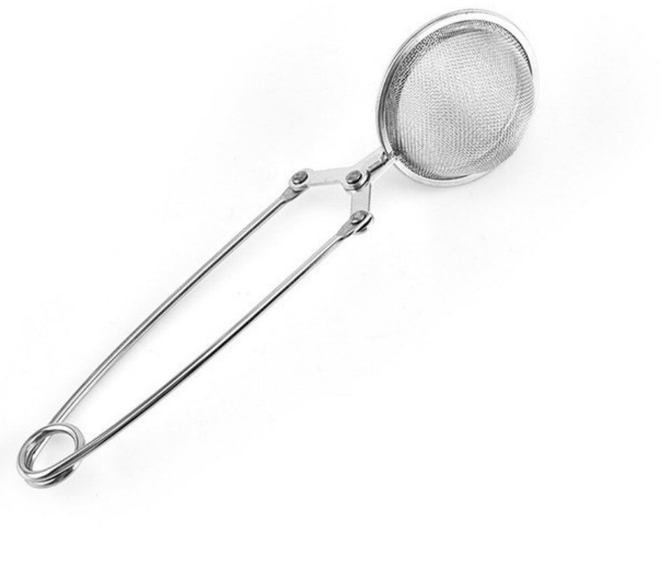 Tea Ball Squeeze Strainer Filter Tea Leaves Herb Mesh Ball Infuser Silver Handle