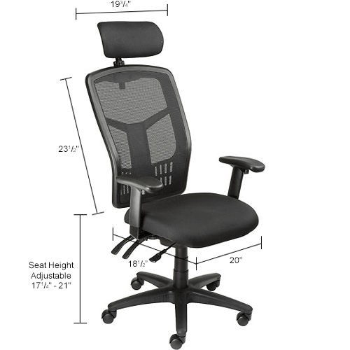 Multifunction Office Chair With Adjustable Headrest Mesh Back Fabric Upholstered
