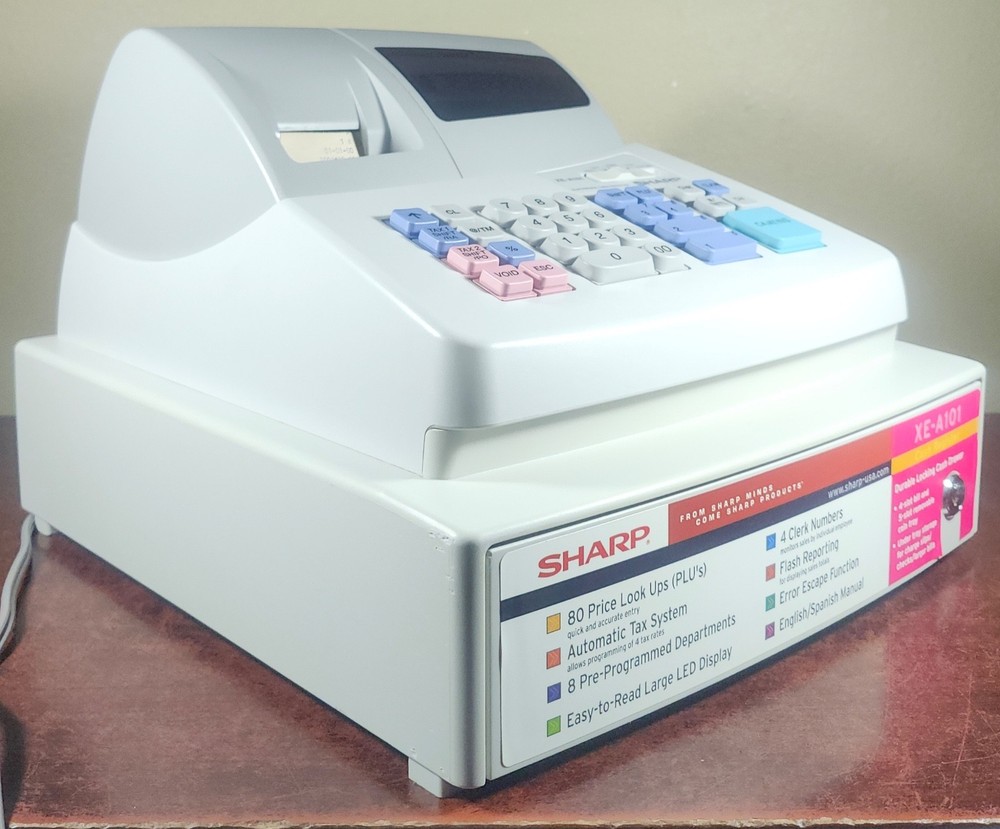 SHARP XE-A101 ELECTRONIC CASH REGISTER XEA101 *no key* *TESTED, WORKS*