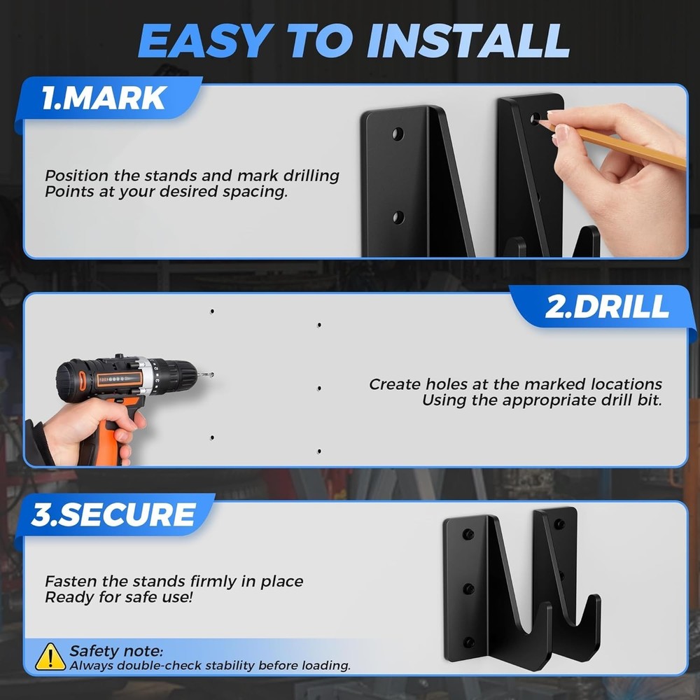 Adjustable Jack Stand Wall Hook - 660LB Capacity for Clean Garage Organization