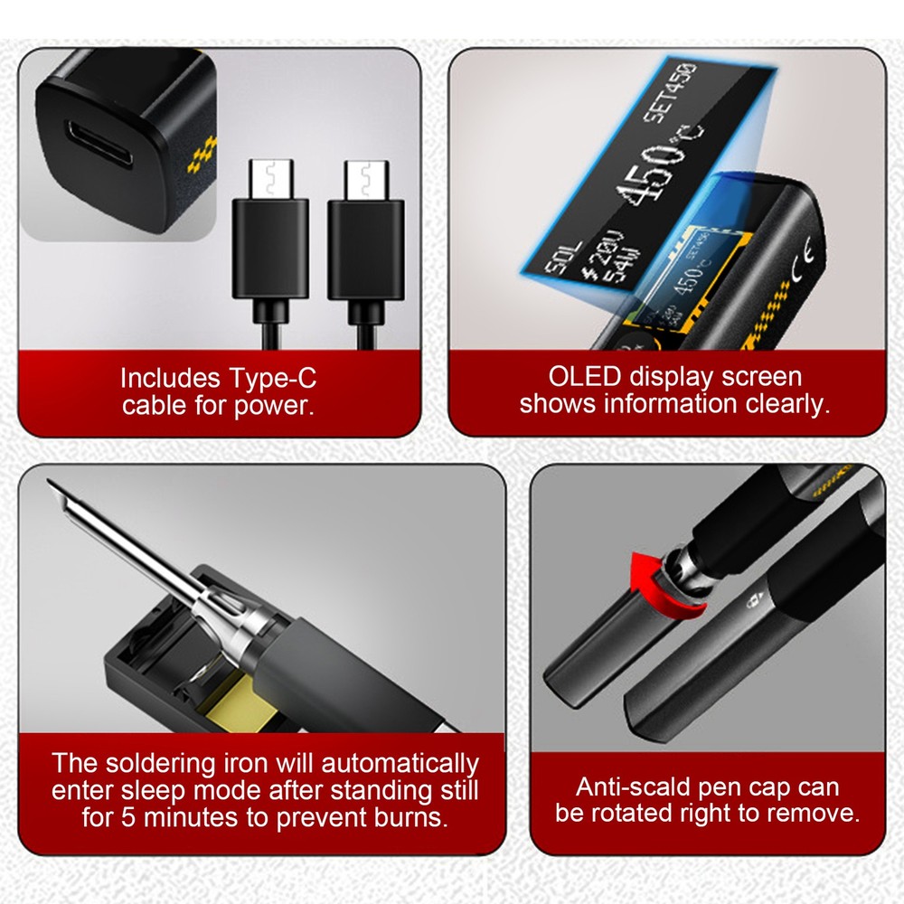 Adjustable Temp Soldering Iron Fast Heating For Repair Work HHNG