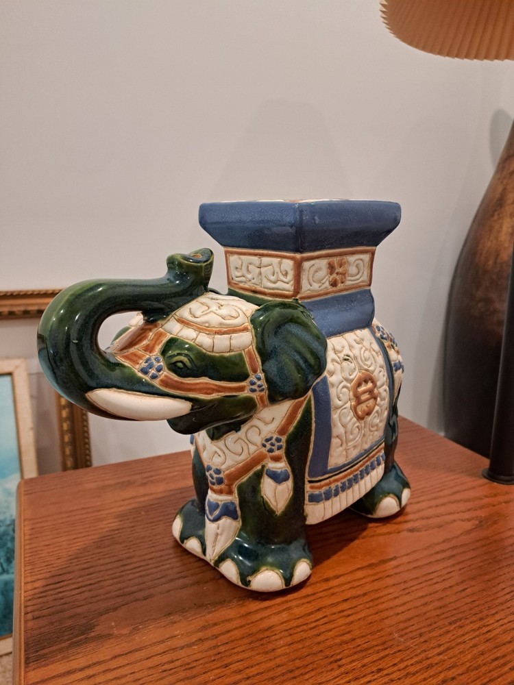 Vintage Ceramic Chinese Elephant Garden Stool
