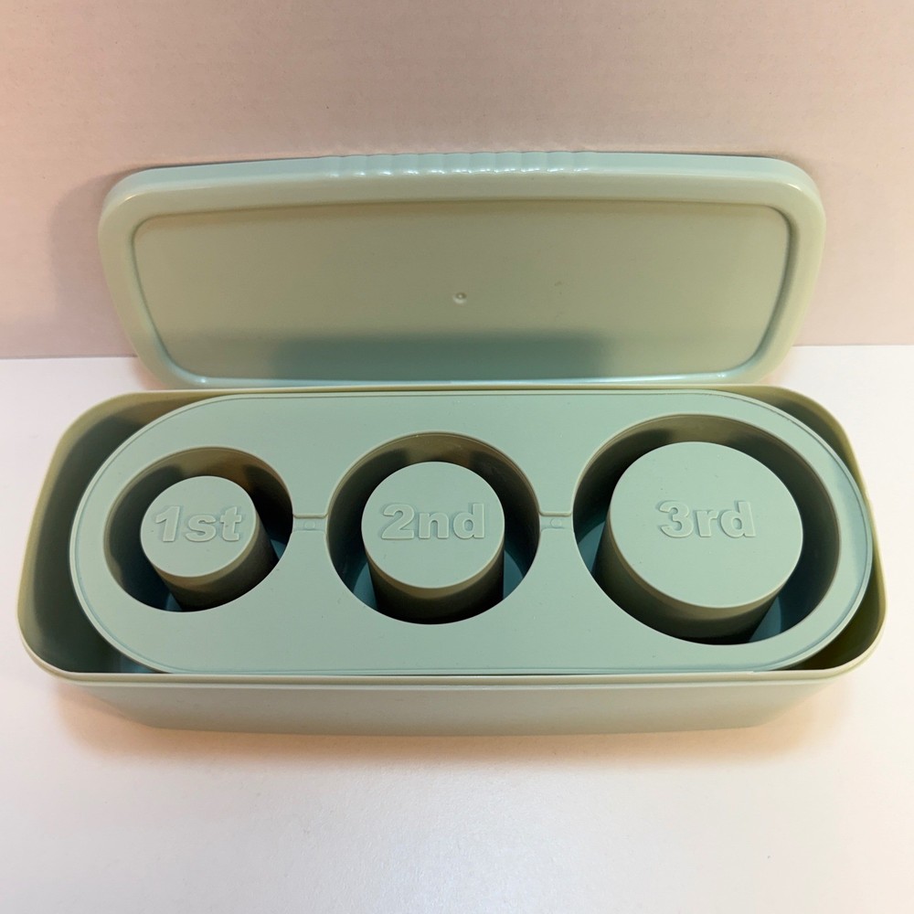 Mint Green 3 Compartment Beverage Drink Ice Container with Lid
