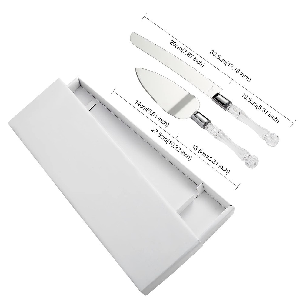 Mr Mrs Wedding Cake Knife and Server Set, Silver Cake Cutting Set for Wedding...
