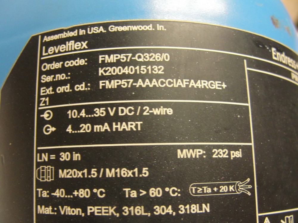 ENDRESS HAUSER FMP57-Q310/0 RADAR LEVEL SENSOR TDR-GUIDED LEVELFLEX Used