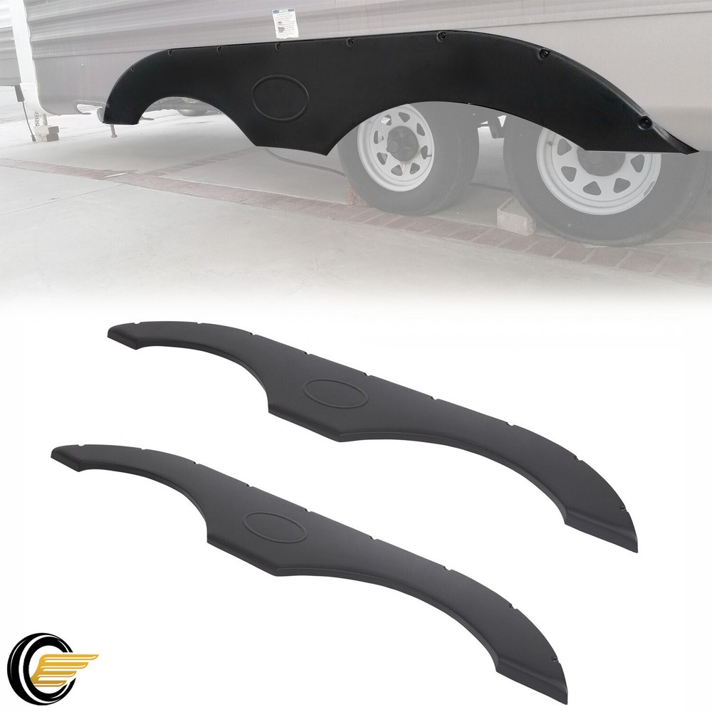 For RVs Campers And Trailers Pair of Tandem Trailer Fender Skirt In Black New
