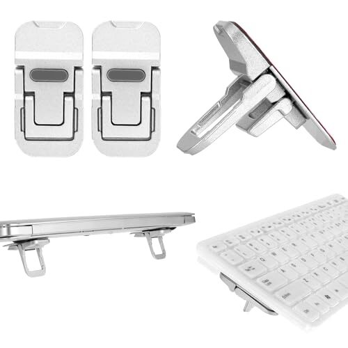 Bewudy 2 Pcs Portable Keyboard Riser, Dual Tilt Angle Adjustment Silver