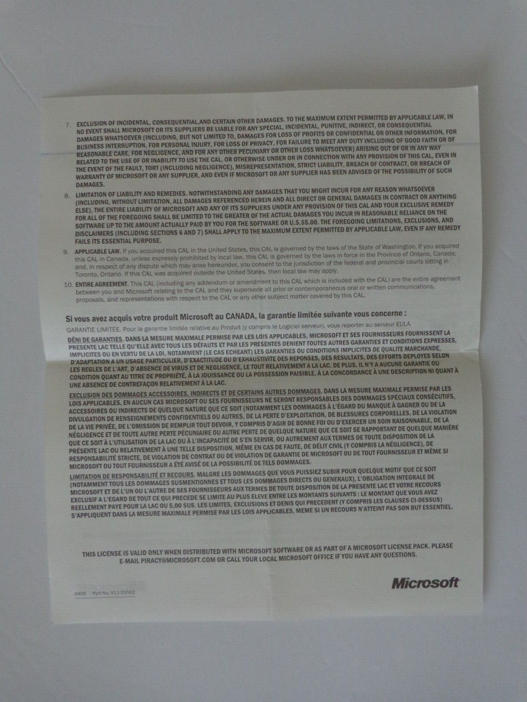 Microsoft Windows Server 2003 Enterprise (New ! sealed cd +Key Code +25 CAL )