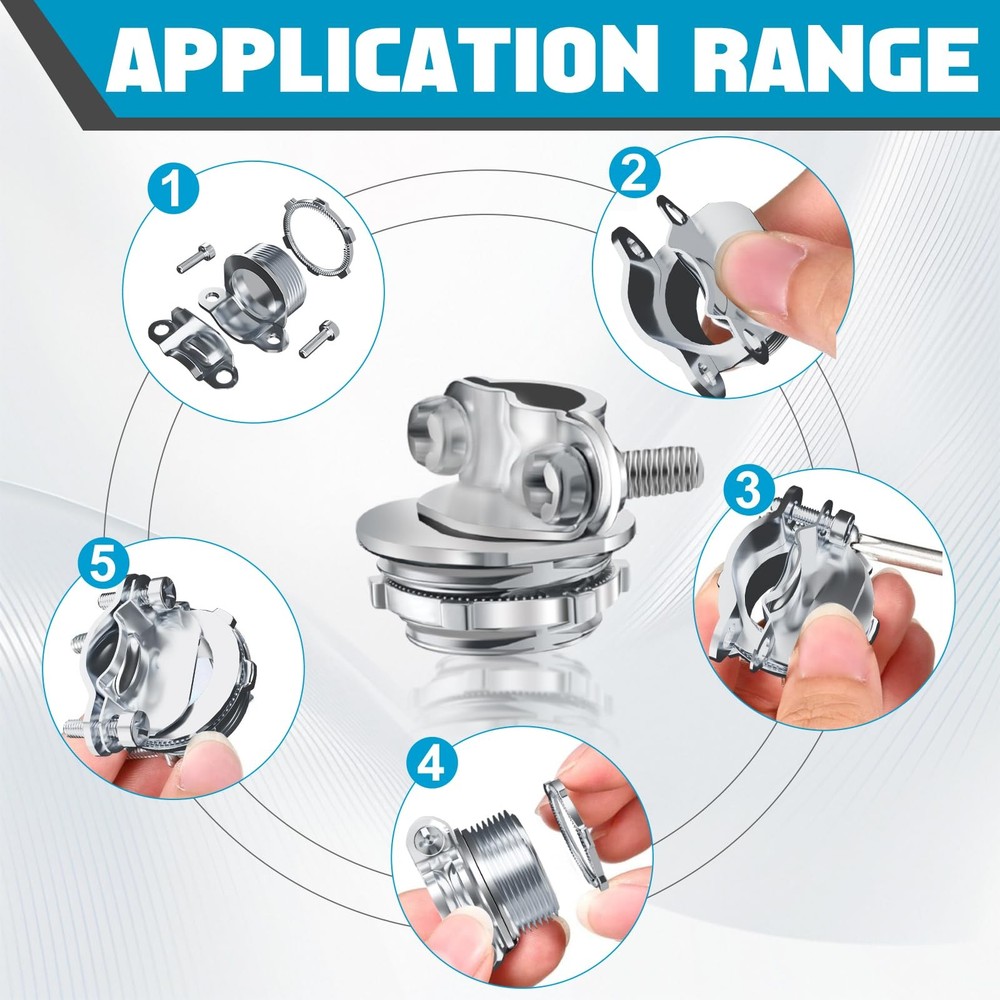 100pcs 1/2" Clamp Type Cable Connectors, cable connector Silver