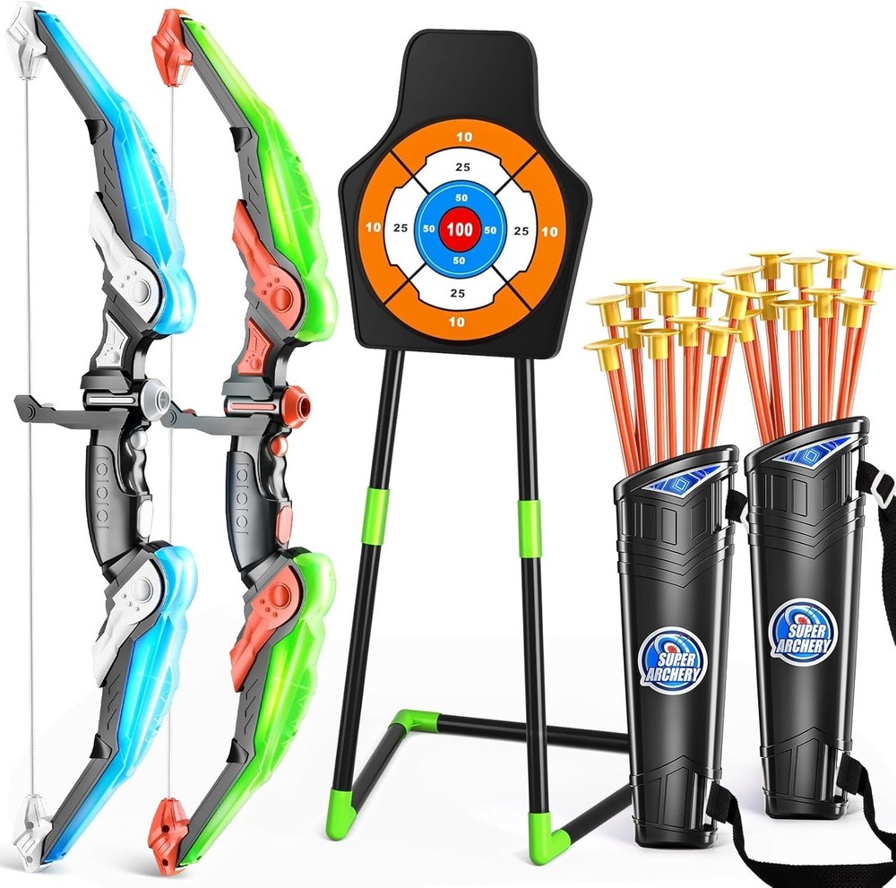 Ultimate 2 Pack Archery Play Set - Includes Arrows, Quivers & Target for Kids