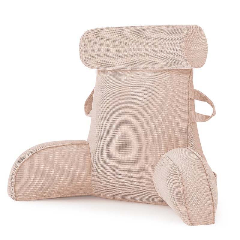 Reading Pillow with Arms Soft Backrest Support Pillow with Side Pocket