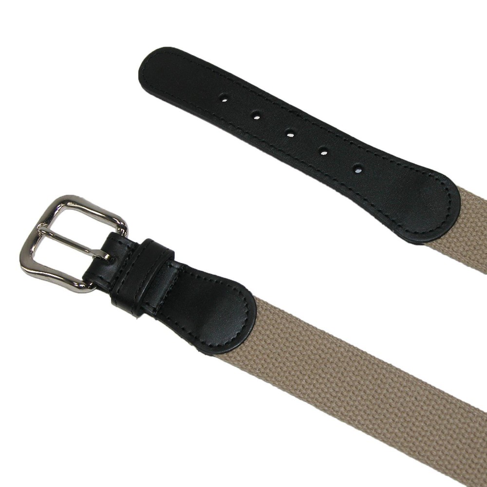 New Boston Leather Men's Cotton Web Belt with Leather Tabs
