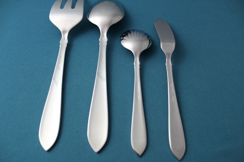 Oneida JACQUELINE / SIMBA Serving (4pc Set) Tablespoon Fork Sugar 18/10 Frosted