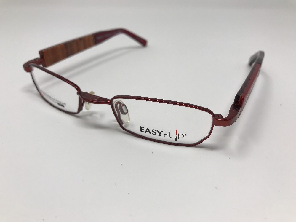 Easyflip Eyeglasses MOD S2487 45/18-130 Red Flex Hinge Brown Flip V980