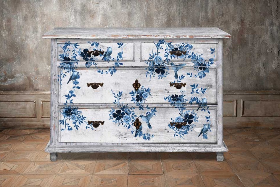 Pretty In Blue - Redesign With Prima Decor Transfer Rub On Image Decal RETIRED