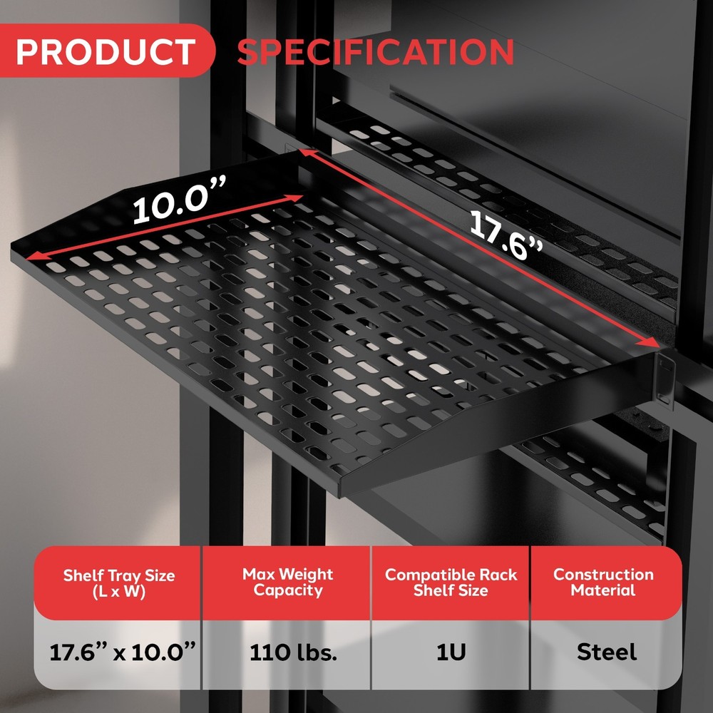 Pyle 6-Pack 1U Server Rack Shelf - Universal Device Server Rack Mounting Tray