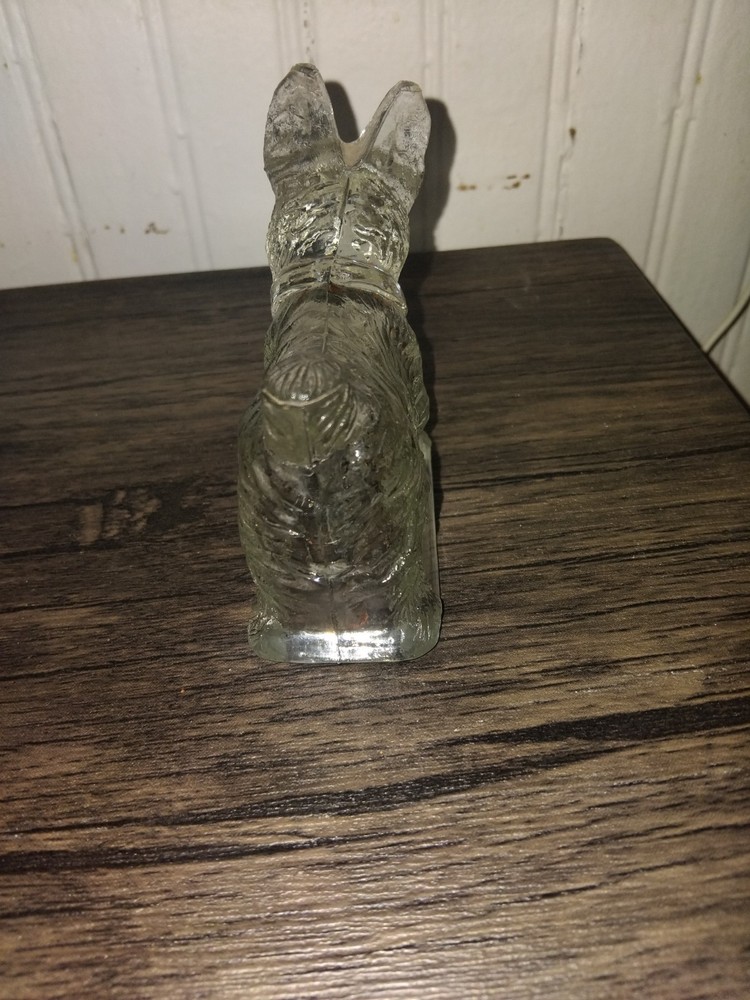 Vintage Scotish Terrier With Red Collar Glass Candy Container