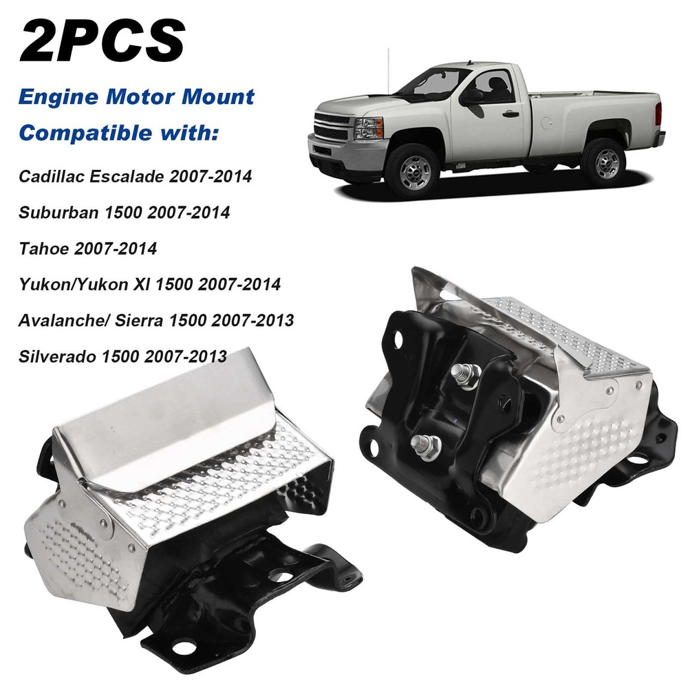 2PCS Engine Motor Mount Kit with Heat Shield Right Left Trans Black