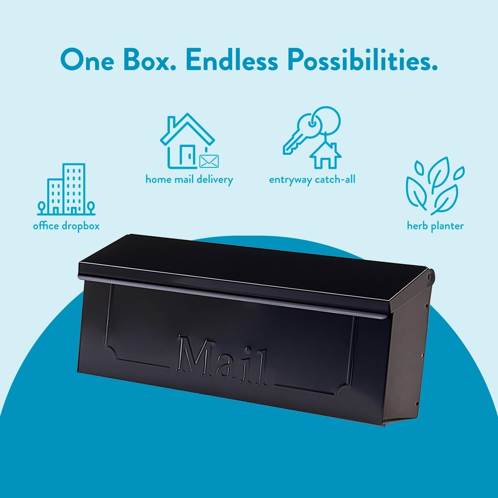 ARCHITECTURAL MAILBOXES Townhouse Galvanized Steel, Wall-Mount Small, Black