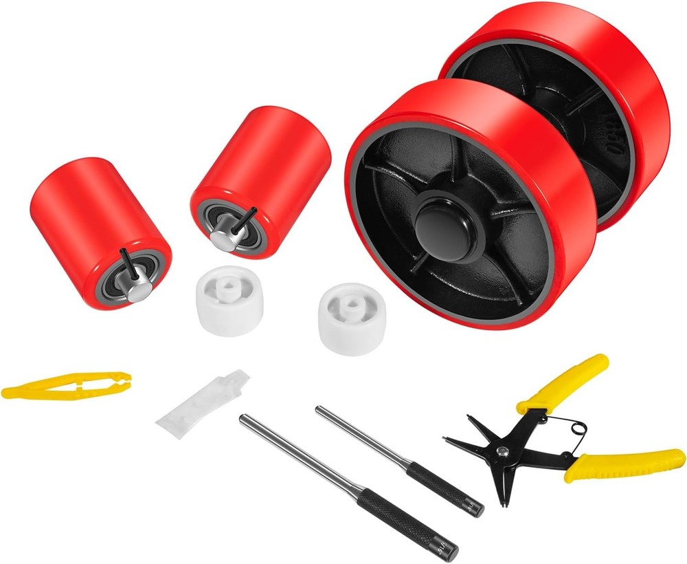 Pallet Jack Wheels Kit, Steering Wheels 7"x 2" Pair, Load Roller 3" x 3.75" Pair