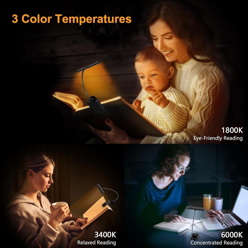 Rechargeable Book Light For Reading In Bed With 19 Led &memory Functioneye Carin