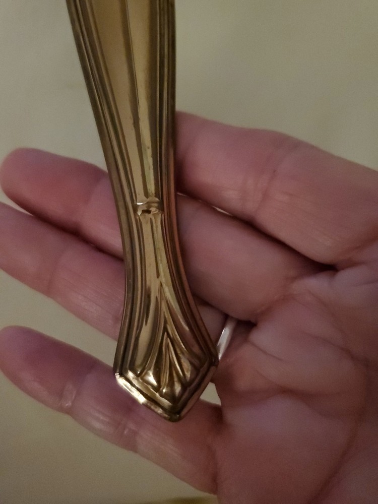 Vintage art deco brass handheld vanity mirror