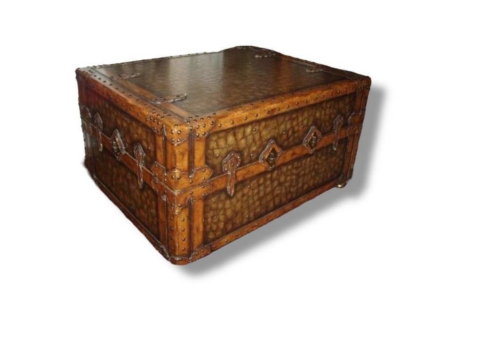 MAITLAND SMITH Leather Storage Trunk With Tray Insert